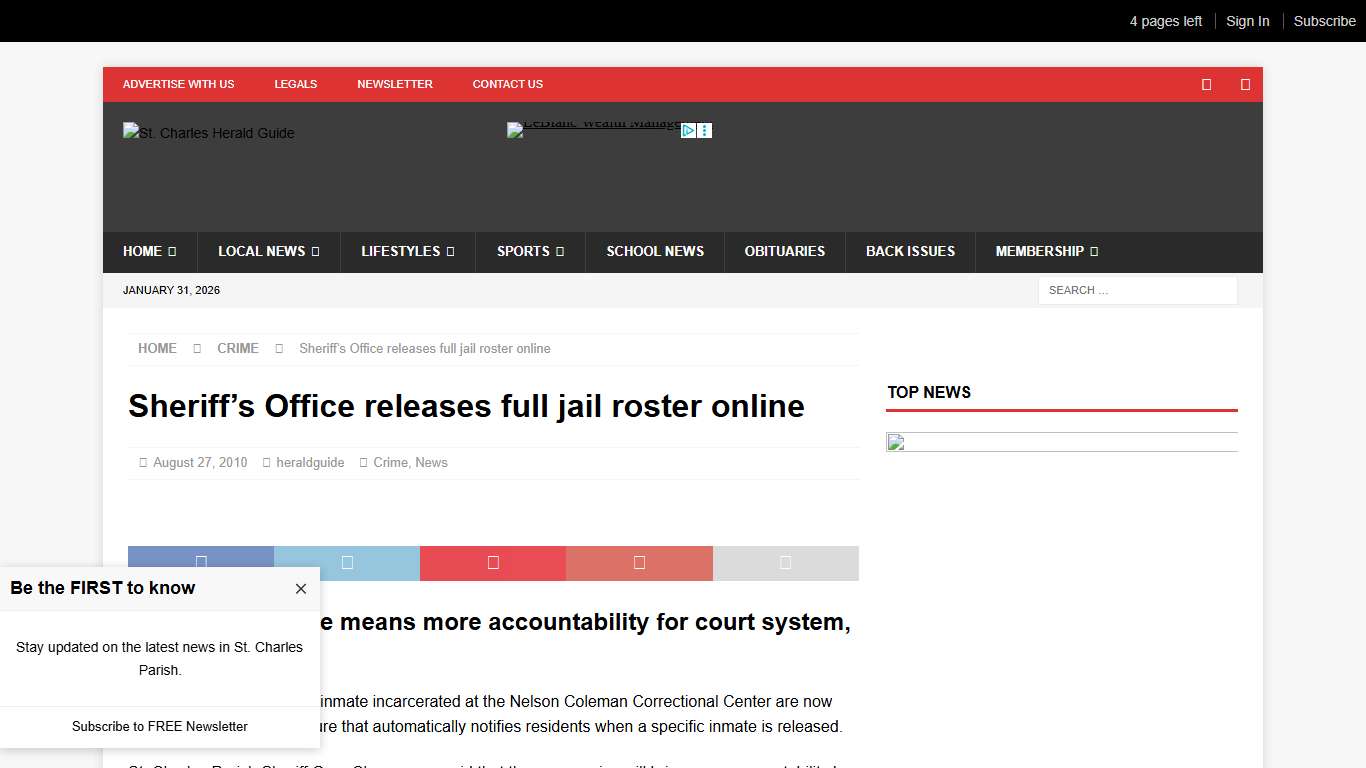 Sheriff’s Office releases full jail roster online